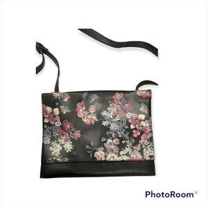 Carlos by Carlos Santana | Floral Crossbody Bag Black w/ Pink & Purple Flowers